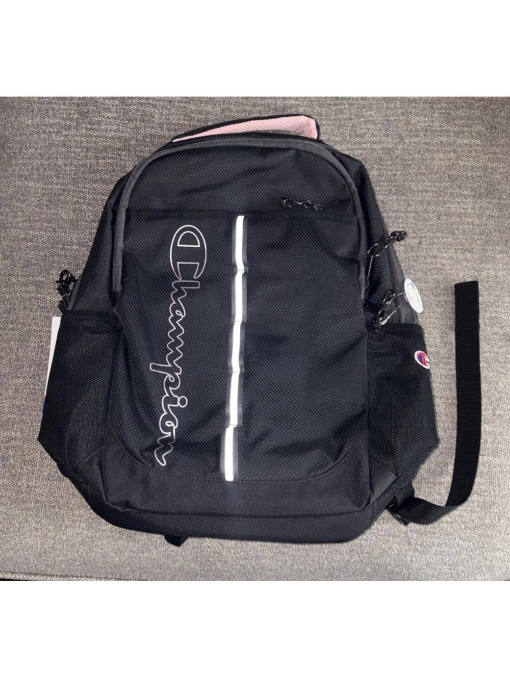 Champion Kids Backpack Black Pink Polyester Adjustable Strap Padded